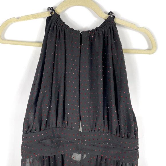 Dundas Gem Jumpsuit Black Ruby Crystal Embellished‎ Sheer Sz S - Picture 5 of 12